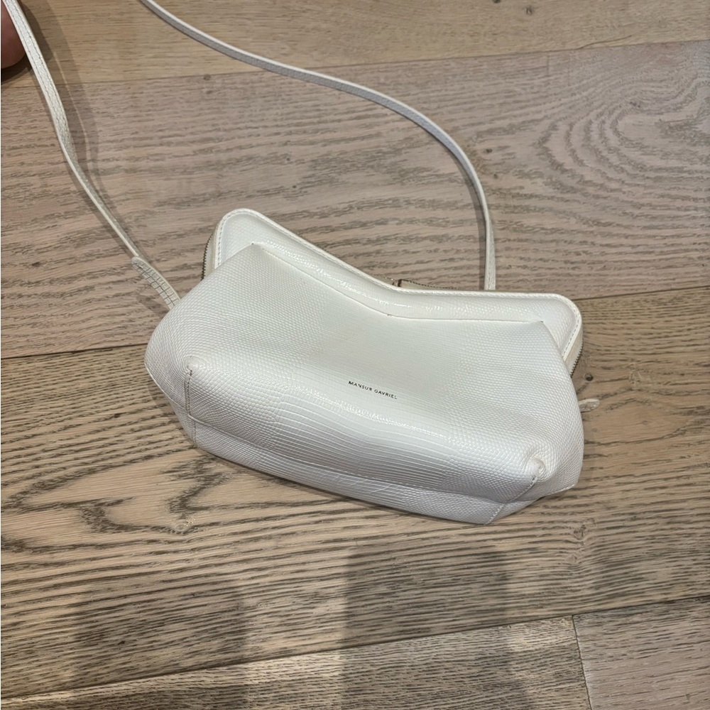 Mansur Gavriel Mini M Frame Bag - Embossed Bianca in White